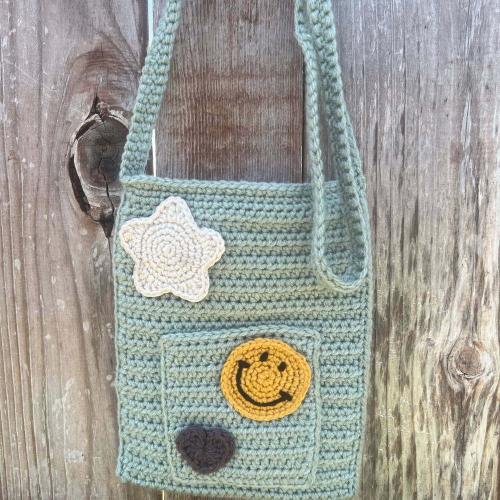 Crochet Crossbody Bag with Patches - Made by Me